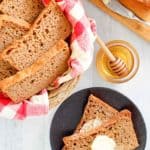 fluffy whole grain wheat bread loaf and slices