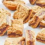 fudge jumbles cookie bars on top of parchment paper