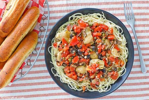Johnny Carino’s Angel Hair Pasta with Artichoke