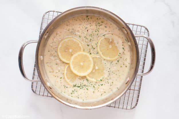Olive Garden Classic Shrimp Scampi Fritta Sauce in a pan