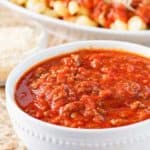 a bowl of three meat sauce