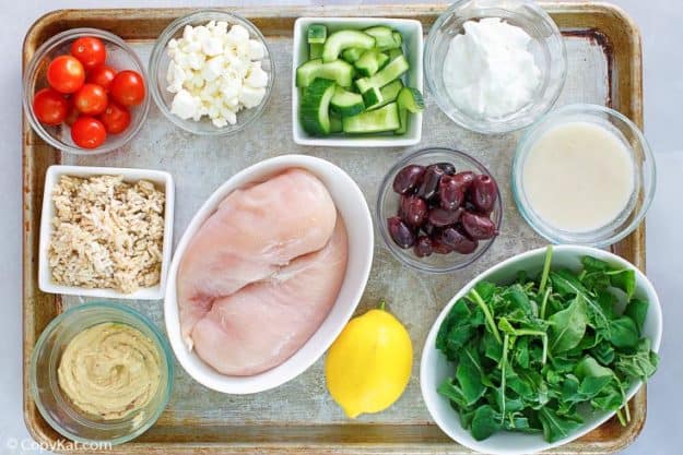Panera Mediterranean grain bowl with chicken ingredients