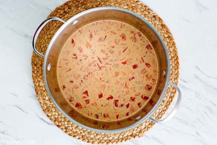 crawfish bisque in a pot