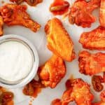 Buffalo chicken wings and blue cheese dressing
