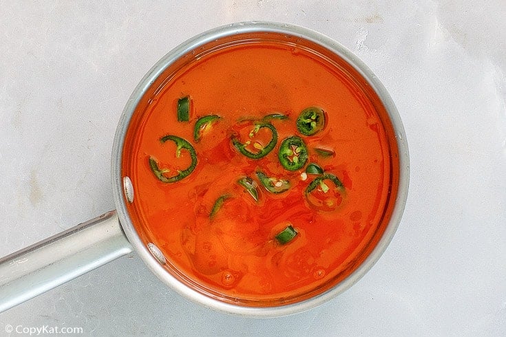 jalapeno Buffalo sauce in a pan