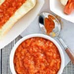 a bowl of homemade Sabrett Onions in Sauce
