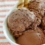 homemade Ben and Jerry's chocolate ice cream in a white bowl