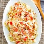 cooked cabbage and bacon on a platter