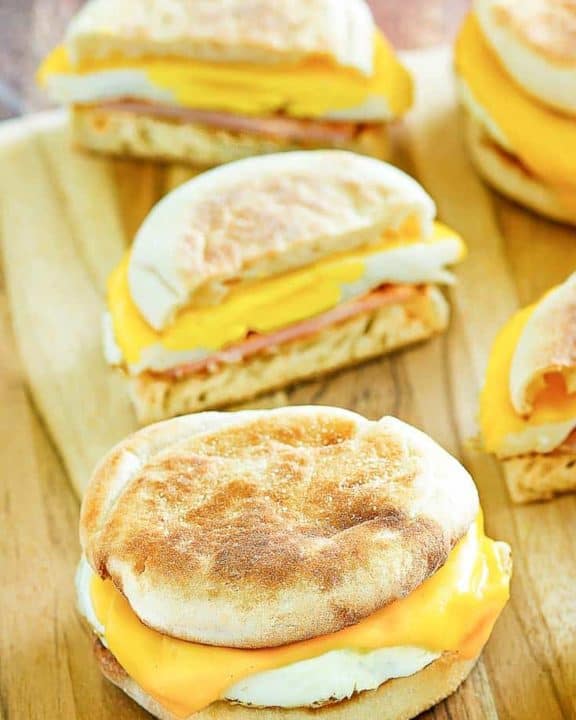 two homemade egg mcmuffins