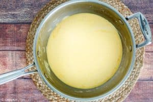 homemade Stouffers mac and cheese sauce in a pan