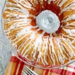 golden pound cake with forks beside it