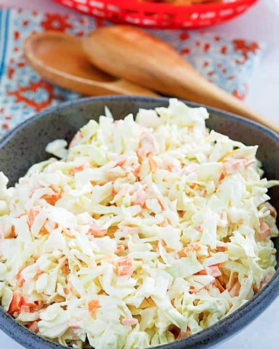 a bowl of homemade cole slaw