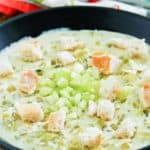 a bowl of homemade cream of celery soup