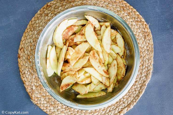 Dutch apple pie filling in a bowl