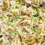 Beef Stroganoff in a skillet