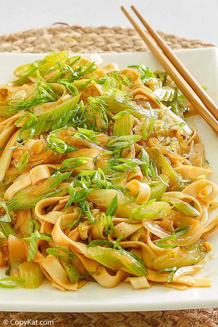 homemade Panda Express Chow Mein on a platter
