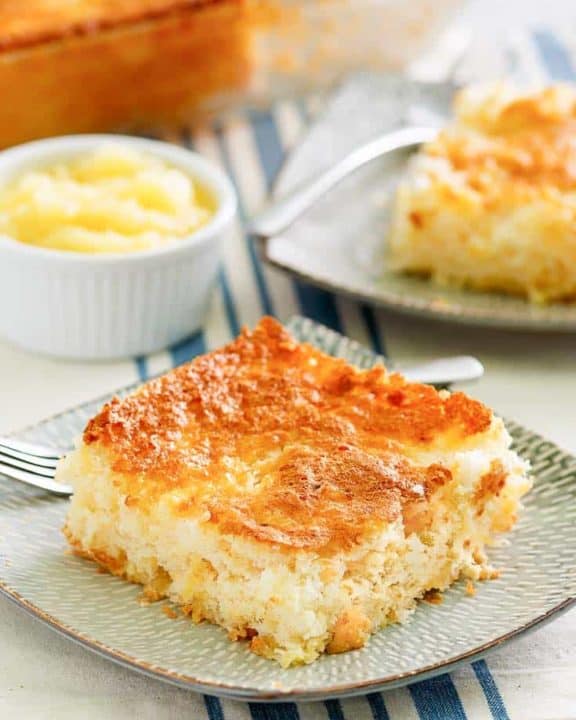 a slice of pineapple angel food cake
