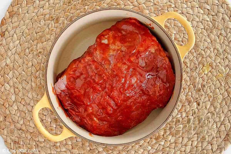 barbacoa marinade on beef in a pot