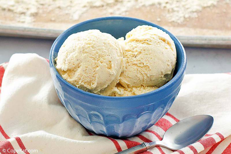 a bowl of homemade Cold Stone Creamery cake batter ice cream