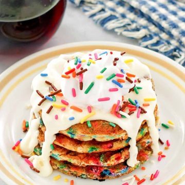 a stack of homemade IHOP cupcake pancakes
