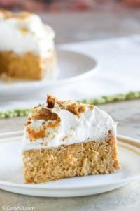 a slice of homemade Olive Garden Pumpkin Cheesecake