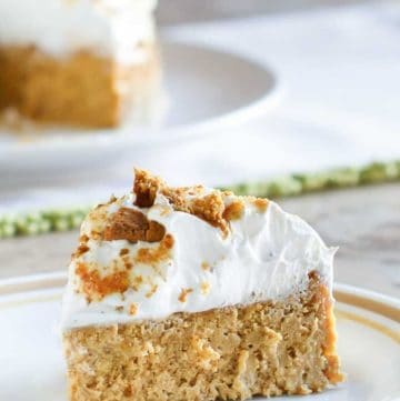a slice of homemade Olive Garden Pumpkin Cheesecake