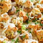 Homemade Olive Garden stuffed mushrooms on a platter