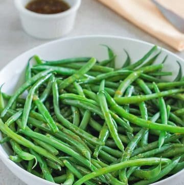 a bowl of homemade Outback green beans