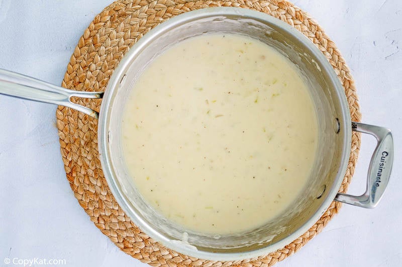 she crab soup in a pan