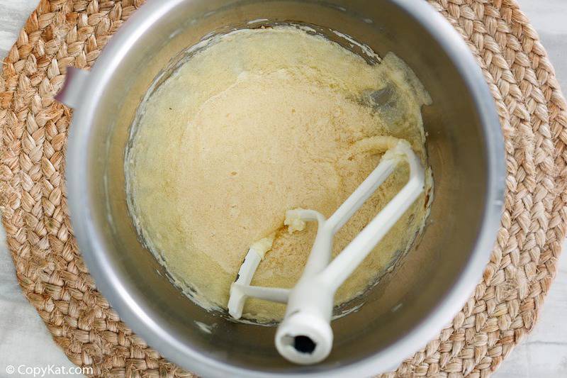 creamed butter and sugar in a mixing bowl