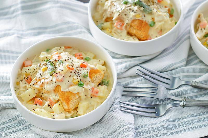 bowls of homemade Jason's Deli Chicken Pot Pie Soup