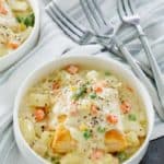 a bowl of homemade Jason's Deli chicken pot pie soup