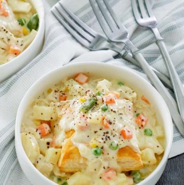 a bowl of homemade Jason's Deli chicken pot pie soup