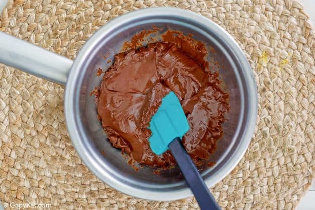 melted chocolate chips in a mixing bowl
