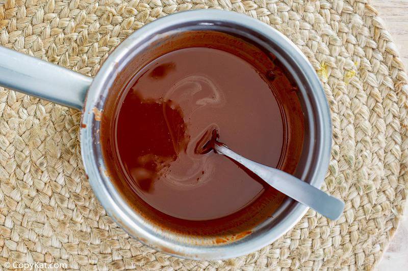 melted chocolate and paraffin in a pan