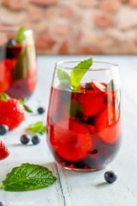 a glass of homemade Olive Garden berry sangria