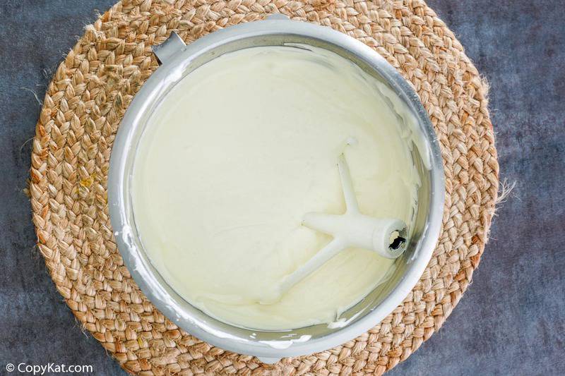 cheesecake batter in a mixing bowl