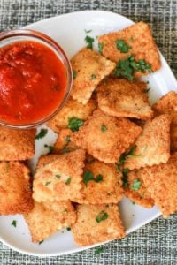 homemade Olive Garden toasted ravioli and marinara sauce