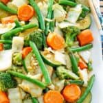 cooked mixed vegetables on a platter