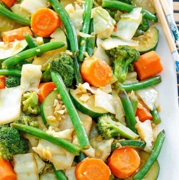 cooked mixed vegetables on a platter