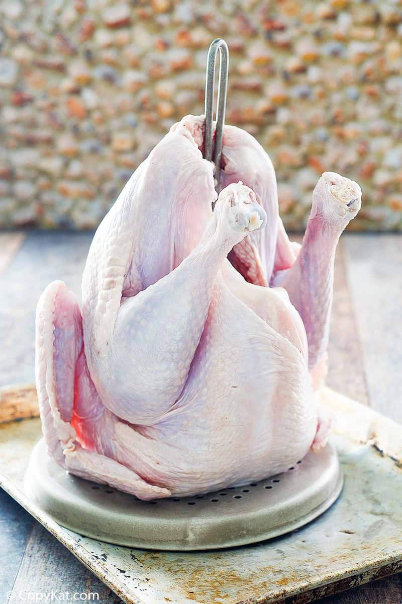 turkey on a deep fryer rack