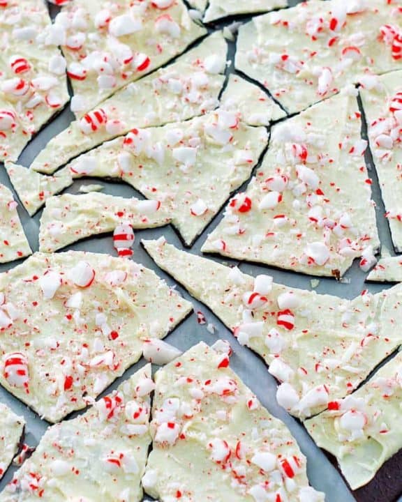pieces of homemade Williams Sonoma Peppermint Bark