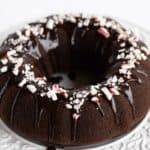 chocolate peppermint bundt cake with ganache glaze