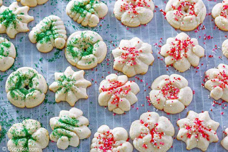 overhead view of cream cheese spritz cookies