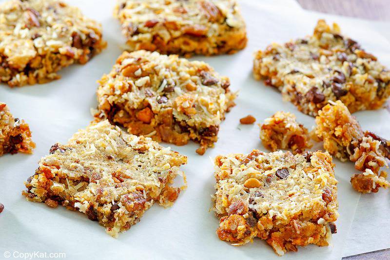 Hello Dolly bars scattered on parchment paper