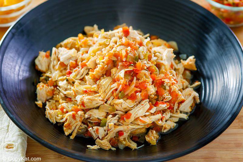 a bowl of Instant Pot salsa chicken