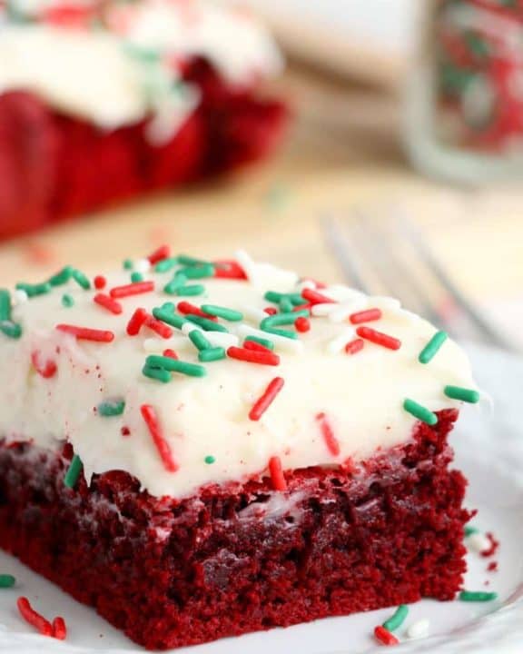 red velvet brownie on a plate