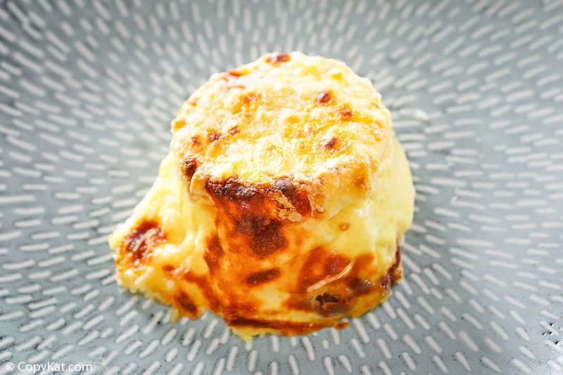 homemade Starbucks sous vide egg bite with bacon and gruyere cheese on a plate