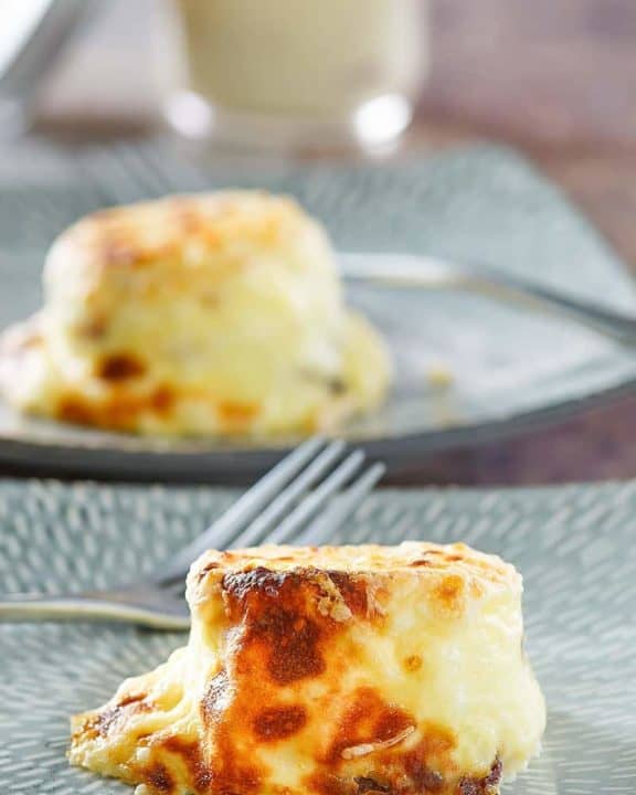 homemade Starbucks egg bites with bacon and gruyere cheese on plates