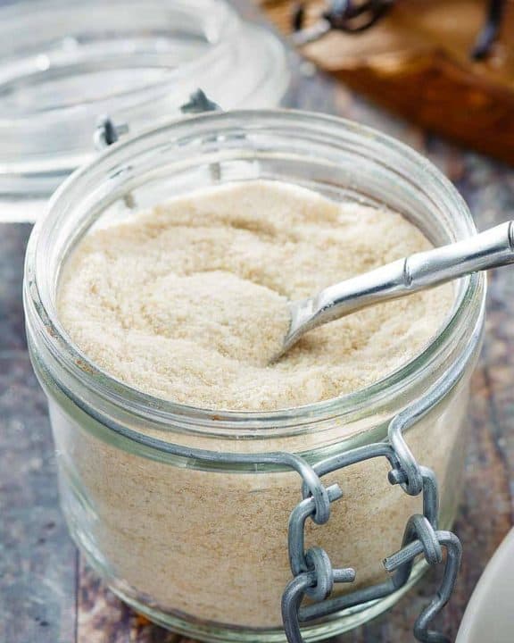 a jar of homemade vanilla sugar